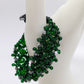 Emerald Green/Black Beaded Button-Clasp Bracelet