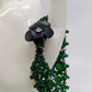 Emerald Green/Black Beaded Button-Clasp Bracelet