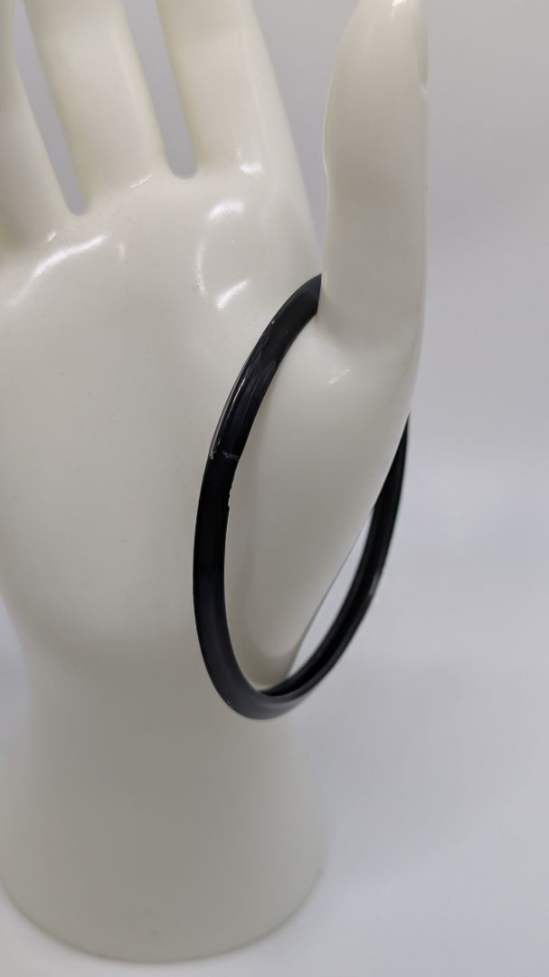 Black Flattened Edge Closed Bangle Bracelet