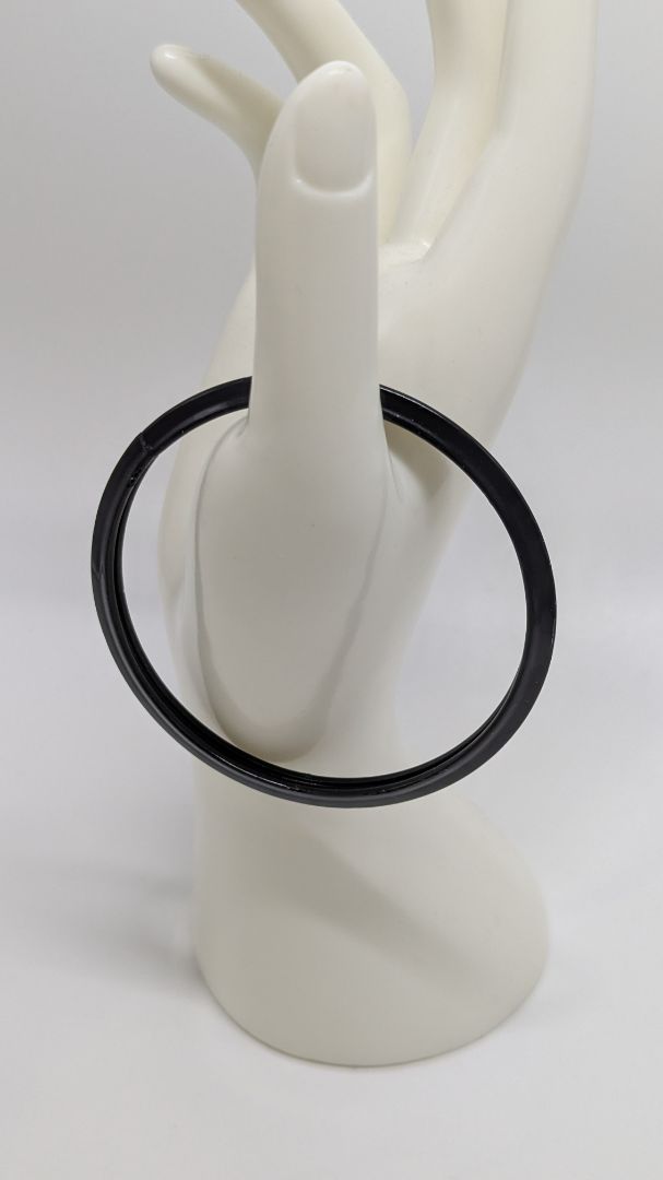 Black Flattened Edge Closed Bangle Bracelet