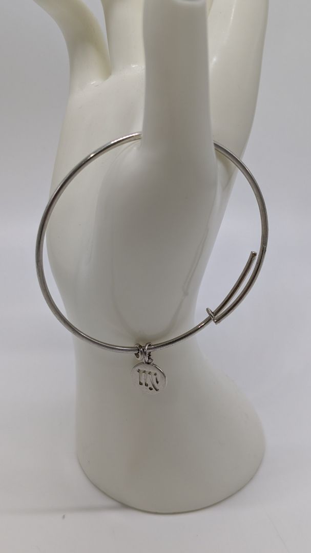 Silver-Tone Metal Sliding-Adjustable Zodiac Virgo Charm Bracelet