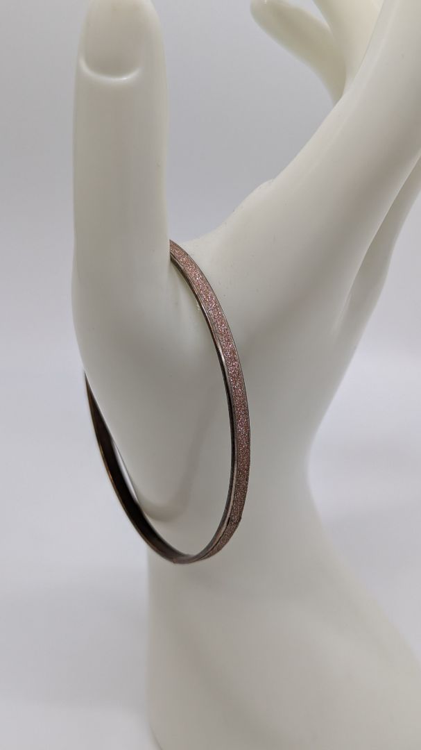 Vintage Rose Gold/Pink Sparkle Metal Bangle Bracelet