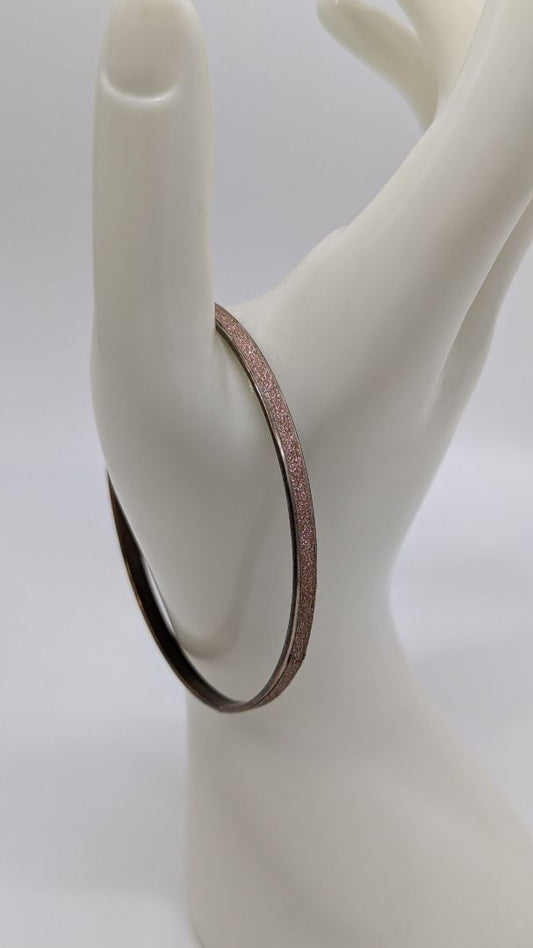 Vintage Rose Gold/Pink Sparkle Metal Bangle Bracelet