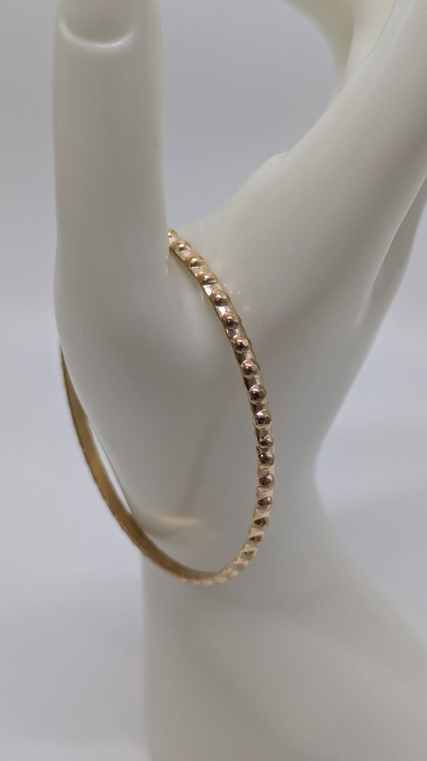 Vintage Gold-Tone Rounded Texture Metal Bangle Bracelet