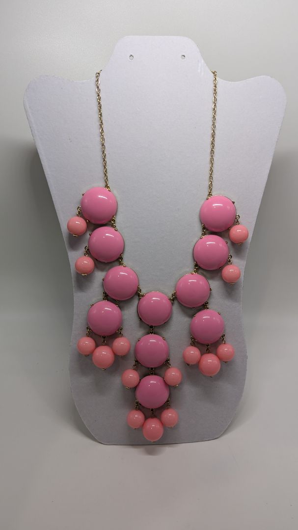 Vintage Gold/Pink Tiered Circular Beaded Statement Necklace