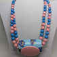 Vintage Pink/Blue Beaded Oval Statement Necklace