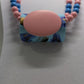 Vintage Pink/Blue Beaded Oval Statement Necklace