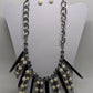 Hannah Collection Black/Cream Mixed Materials Necklace & Earrings Jewelry Set