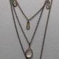 Vintage Light Gold 3-Strand Rhinestone Moon Tiered Necklace