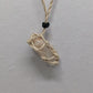 Tan Braided Rope Wrapped Faux-Crystal Pendant Necklace