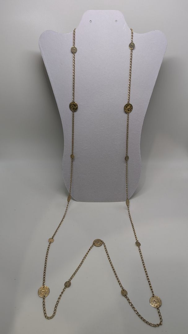 Vintage Gold "Republique Francaise" Medallion Longline Necklace