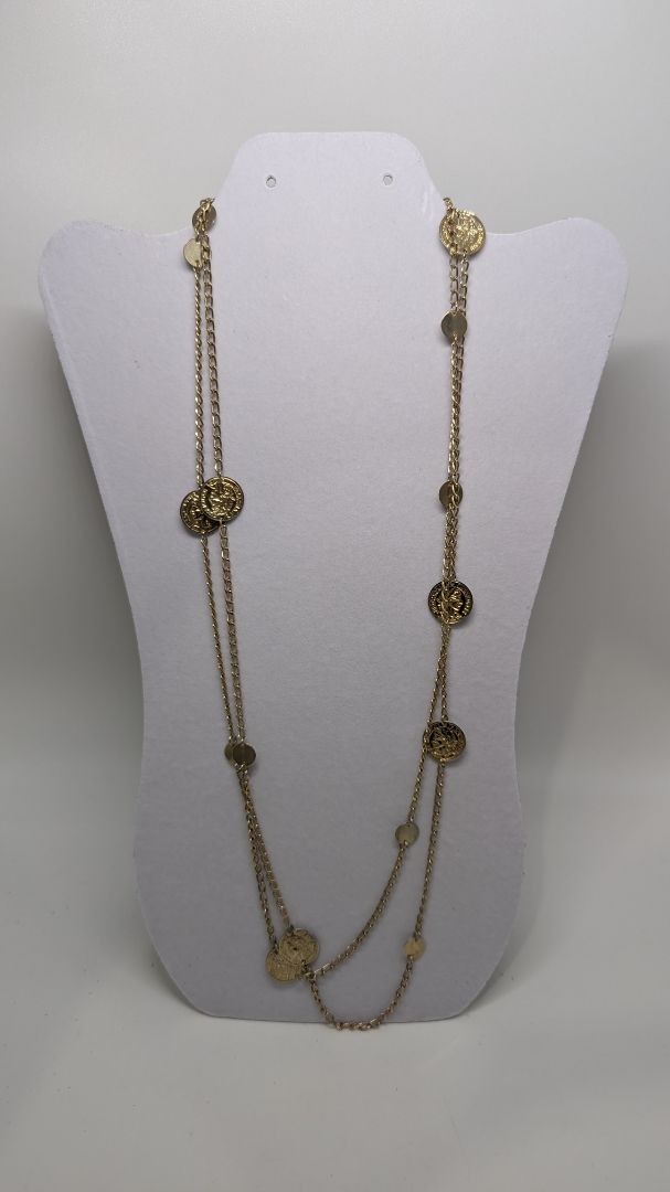 Vintage Gold "Republique Francaise" Medallion Longline Necklace