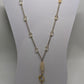 Vintage Gold/Tan Beaded Chain Tassel Longline Necklace