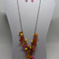 Charles Klein Silver/Pink/Orange Beaded Statement Necklace & Earrings Jewelry Set