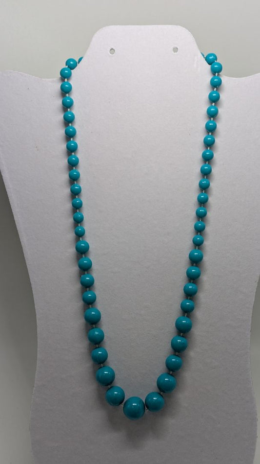 Vintage Turquoise Single-Strand Beaded Statement Necklace