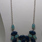 Vintage Silver/Blue Faux-Crystal Almond Statement Necklace