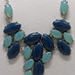 Vintage Silver/Blue Faux-Crystal Almond Statement Necklace