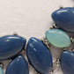 Vintage Silver/Blue Faux-Crystal Almond Statement Necklace
