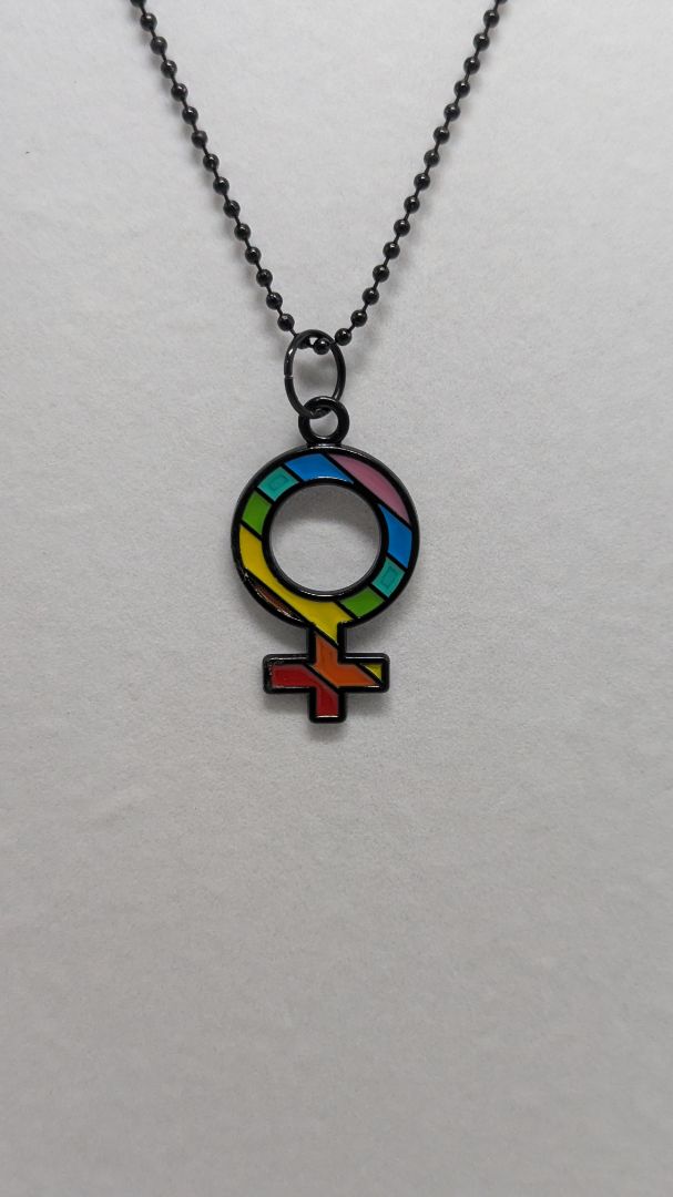 Black/Rainbow Female Gender Icon Pride Chain Necklace