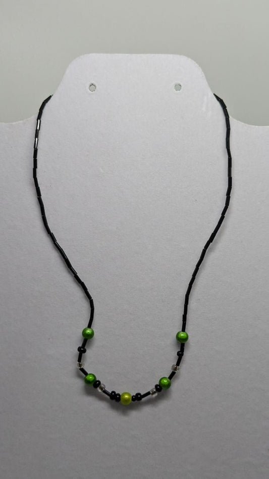 Vintage Black/Green Bohemian Beaded Choker Necklace