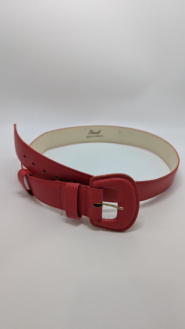 Red Faux-Snakeskin Belt