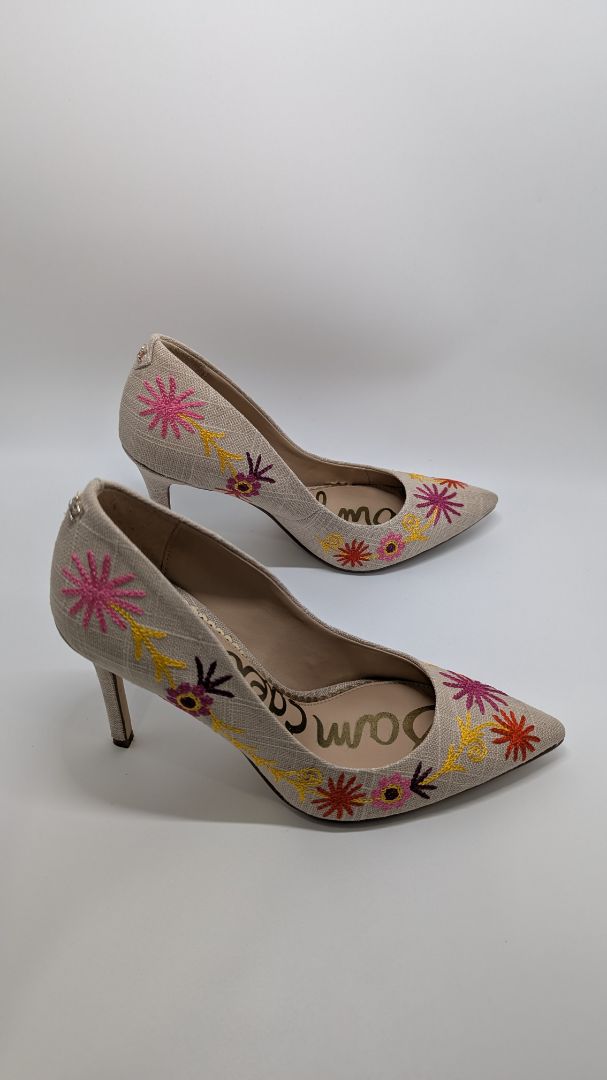Sam Edelman Tan Embroidered Hazel Pumps Heels