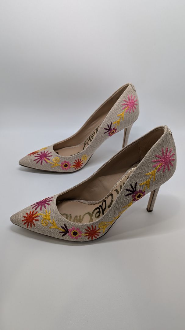 Sam Edelman Tan Embroidered Hazel Pumps Heels
