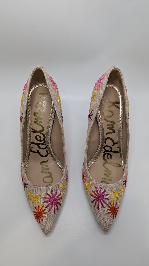 Sam Edelman Tan Embroidered Hazel Pumps Heels
