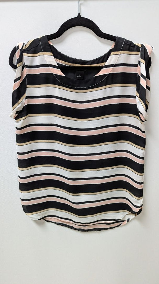 Ann Taylor Factory Black/Pink Striped Blouse