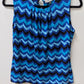 Calvin Klein Blue Printed Sleeveless Pleated Neck Blouse