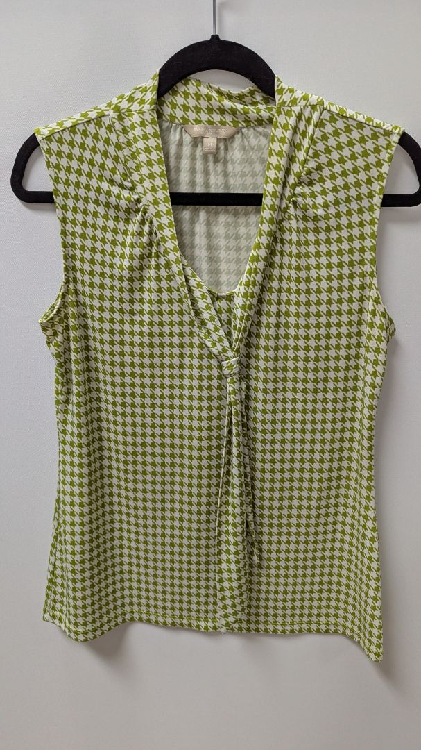 Banana Republic Lime Green/White Printed Sleeveless Blouse