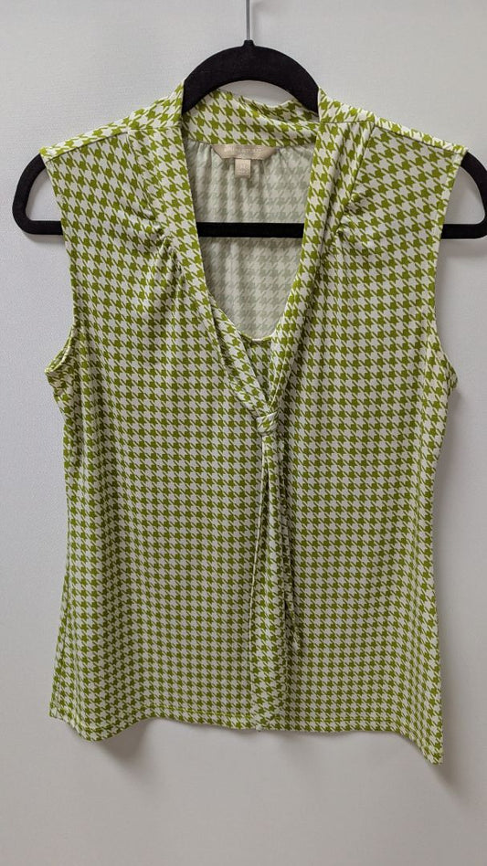 Banana Republic Lime Green/White Printed Sleeveless Blouse