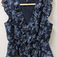 Banana Republic Navy Blue Floral Ruffled Blouse