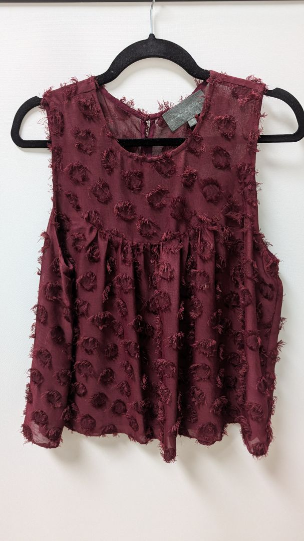 Sunday in Brooklyn Burgundy Sleeveless Textured Blouse