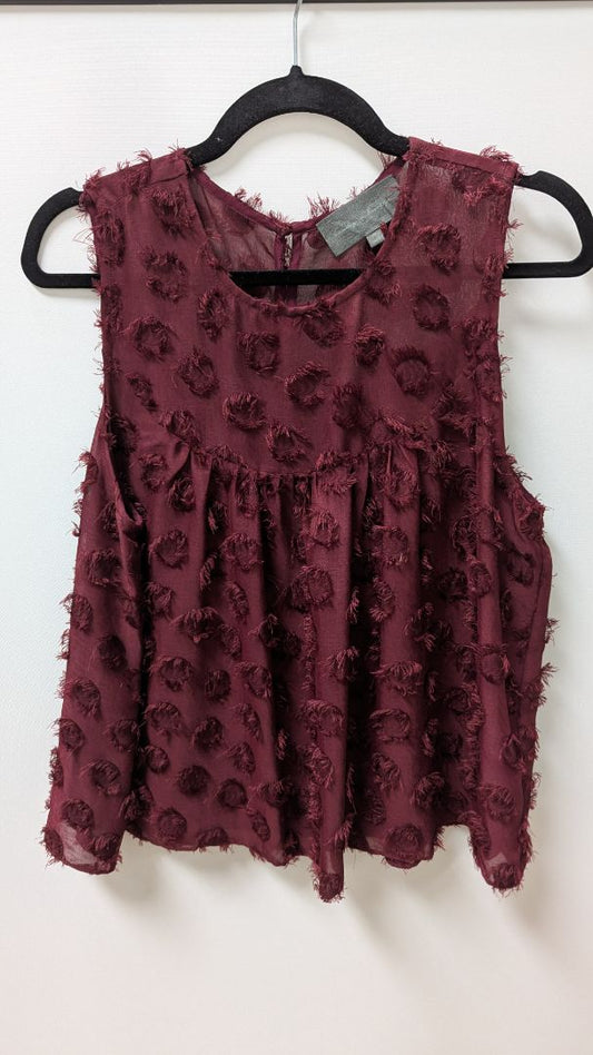 Sunday in Brooklyn Burgundy Sleeveless Textured Blouse