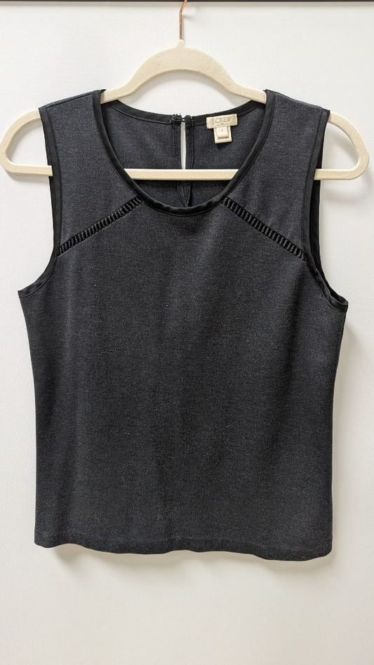 J. Crew Dark Grey Sleeveless Ladder Cutout Blouse