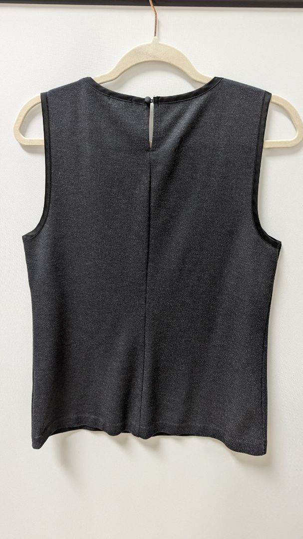 J. Crew Dark Grey Sleeveless Ladder Cutout Blouse