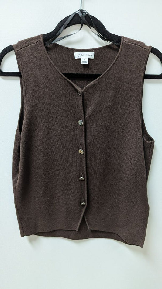 Calvin Klein Brown Button-Down Knit Vest