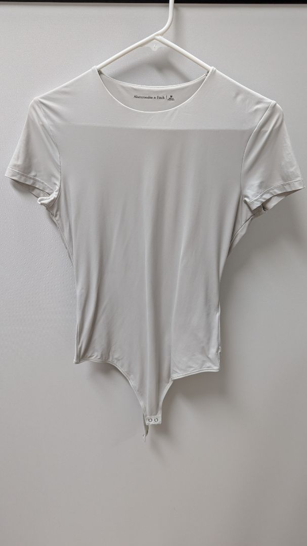 Abercrombie & Fitch Light Grey Short-Sleeve Bodysuit