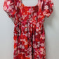 Torrid Red/White Floral Clip Dot Lace-Up Smocked Midi Dress