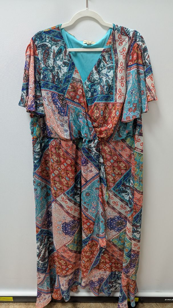 One World Blue Patchwork Paisley Maxi Dress