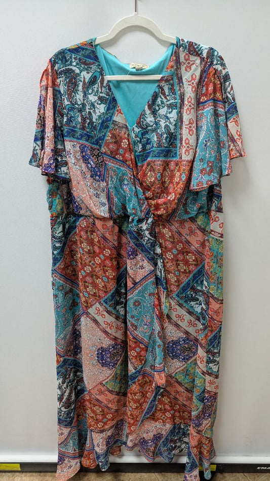 One World Blue Patchwork Paisley Maxi Dress