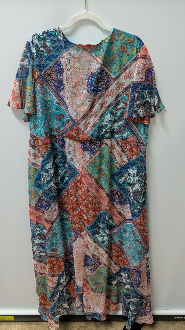 One World Blue Patchwork Paisley Maxi Dress