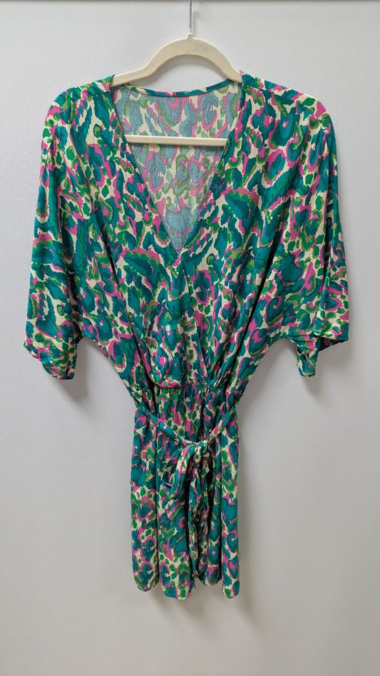 Cupshe Green Printed Faux-Wrap Romper
