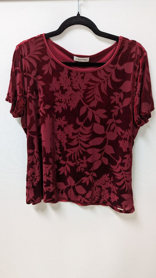 Calvin Klein Red Velvet Short-Sleeve Blouse