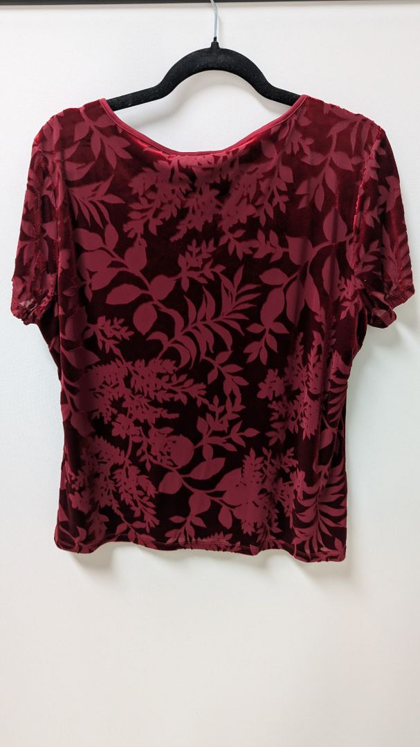 Calvin Klein Red Velvet Short-Sleeve Blouse