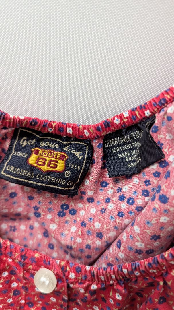Route 66 Red Floral Sleeveless Button-Down Blouse