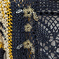 Desigual Navy/Yellow/Cream Crochet Fringed Cardigan