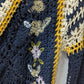 Desigual Navy/Yellow/Cream Crochet Fringed Cardigan
