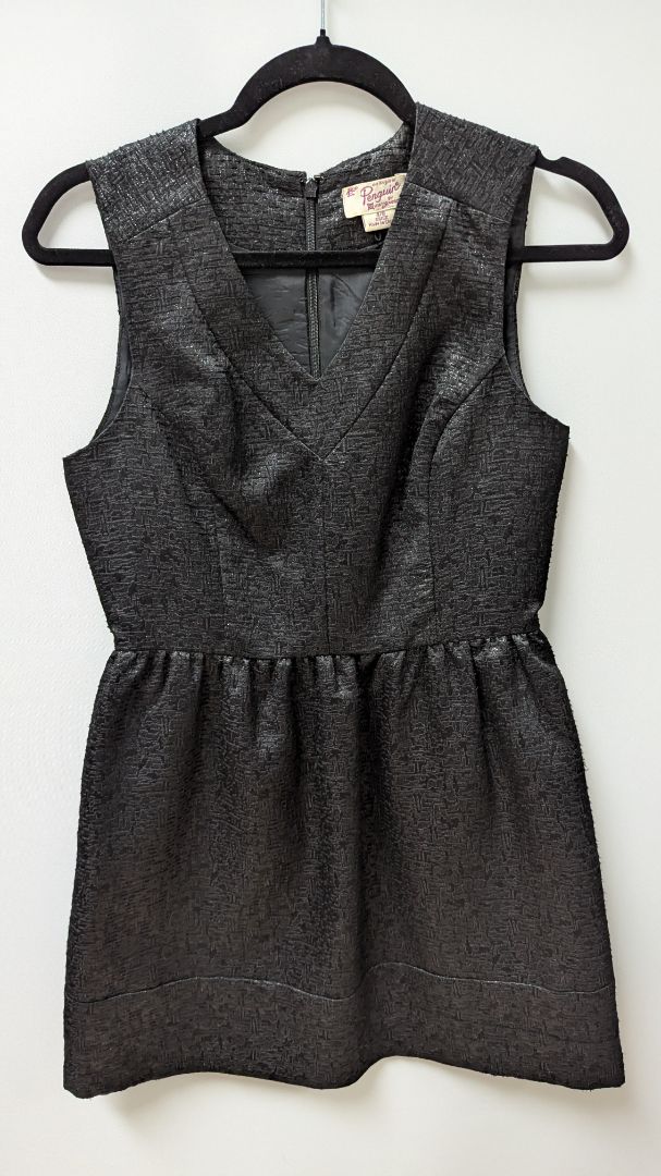 Original Penguin Black Textured Shimmer Vintage Mini Dress